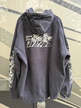 Vintage Y2K Dark Seas black palm trees double-sided hoodie grunge streetwear XXL